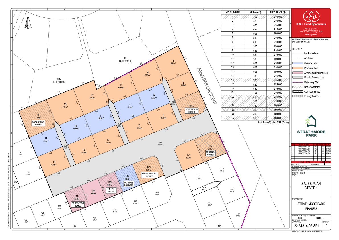 Strathmore Park Stage 1 sales plan