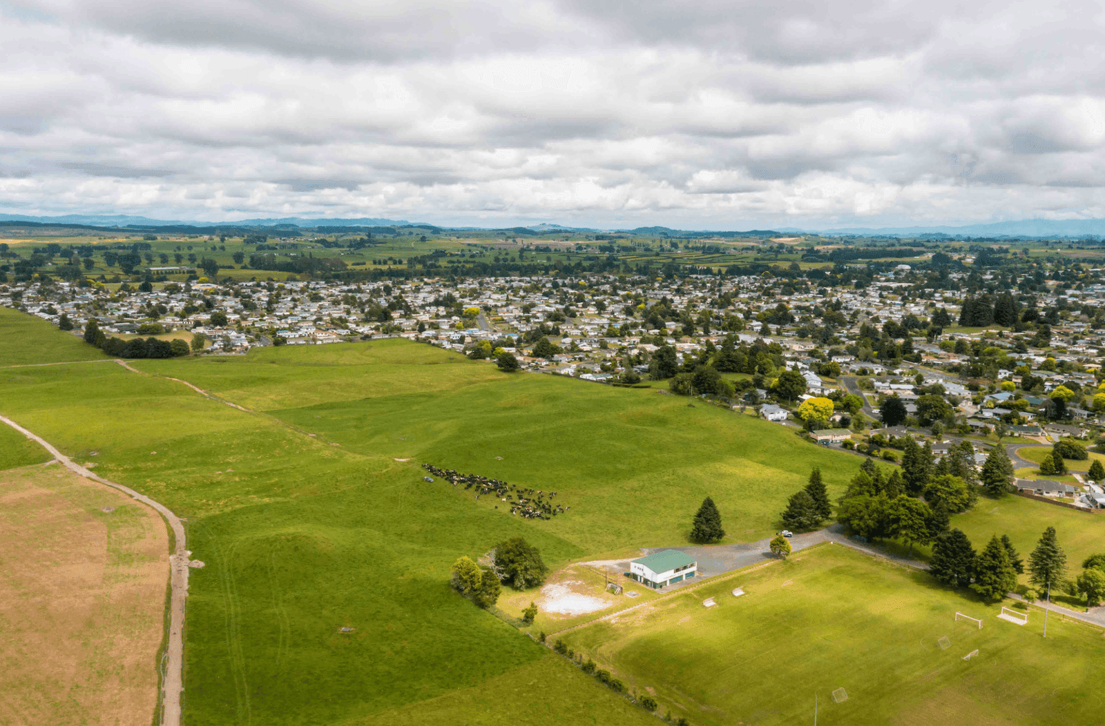 Aerial view of Tokoroa, South Waikato — location of Strathmore Park houses for sale